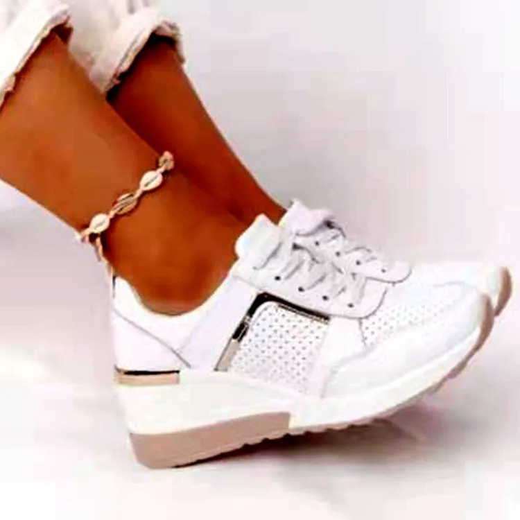 Sneakers Platform Wedge Heel Casual Shoes Lace-up Mesh Sneakers