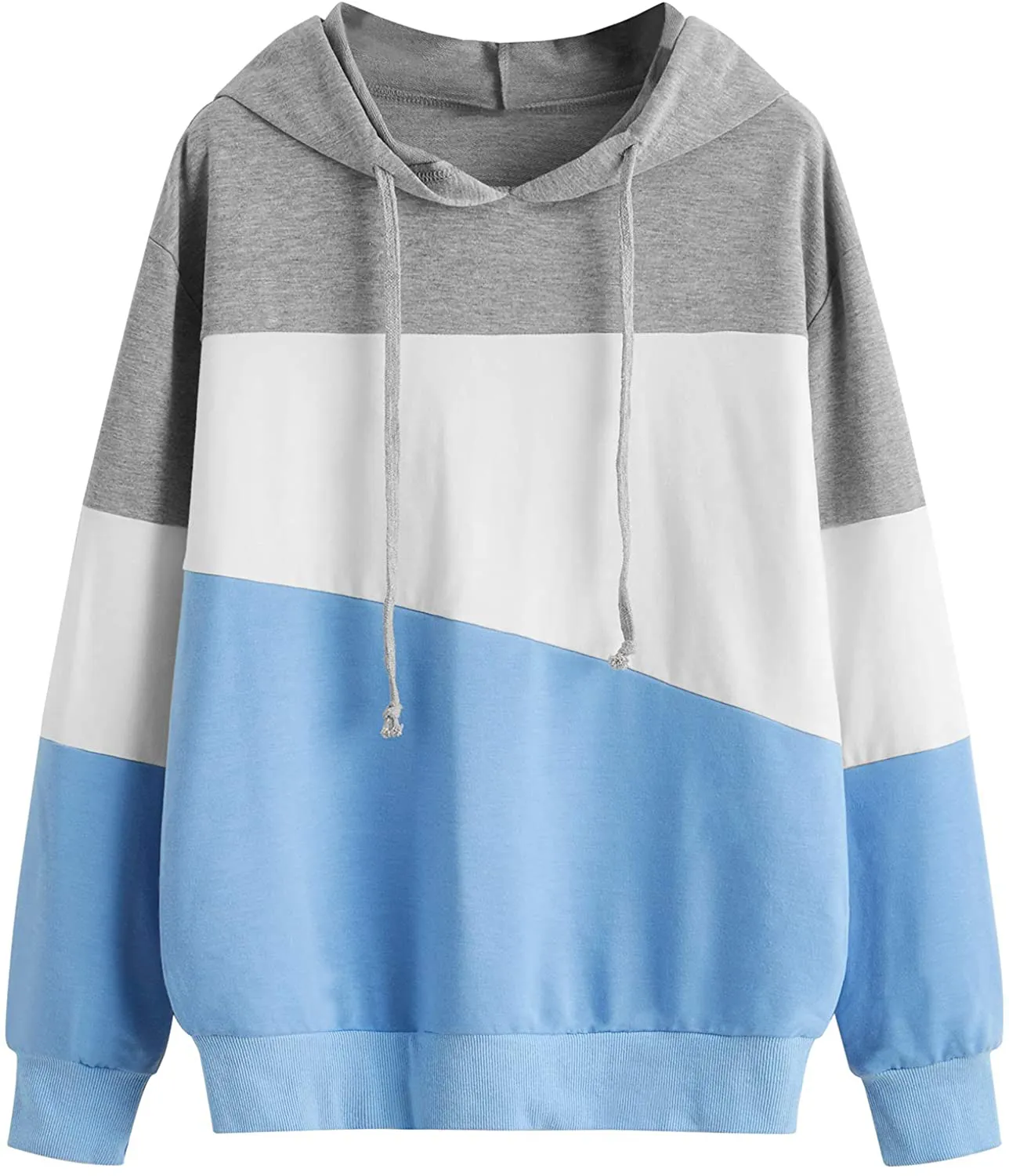 SweatyRocks Women's Color Block Lightweight Long Sleeve Pullover Hoodie