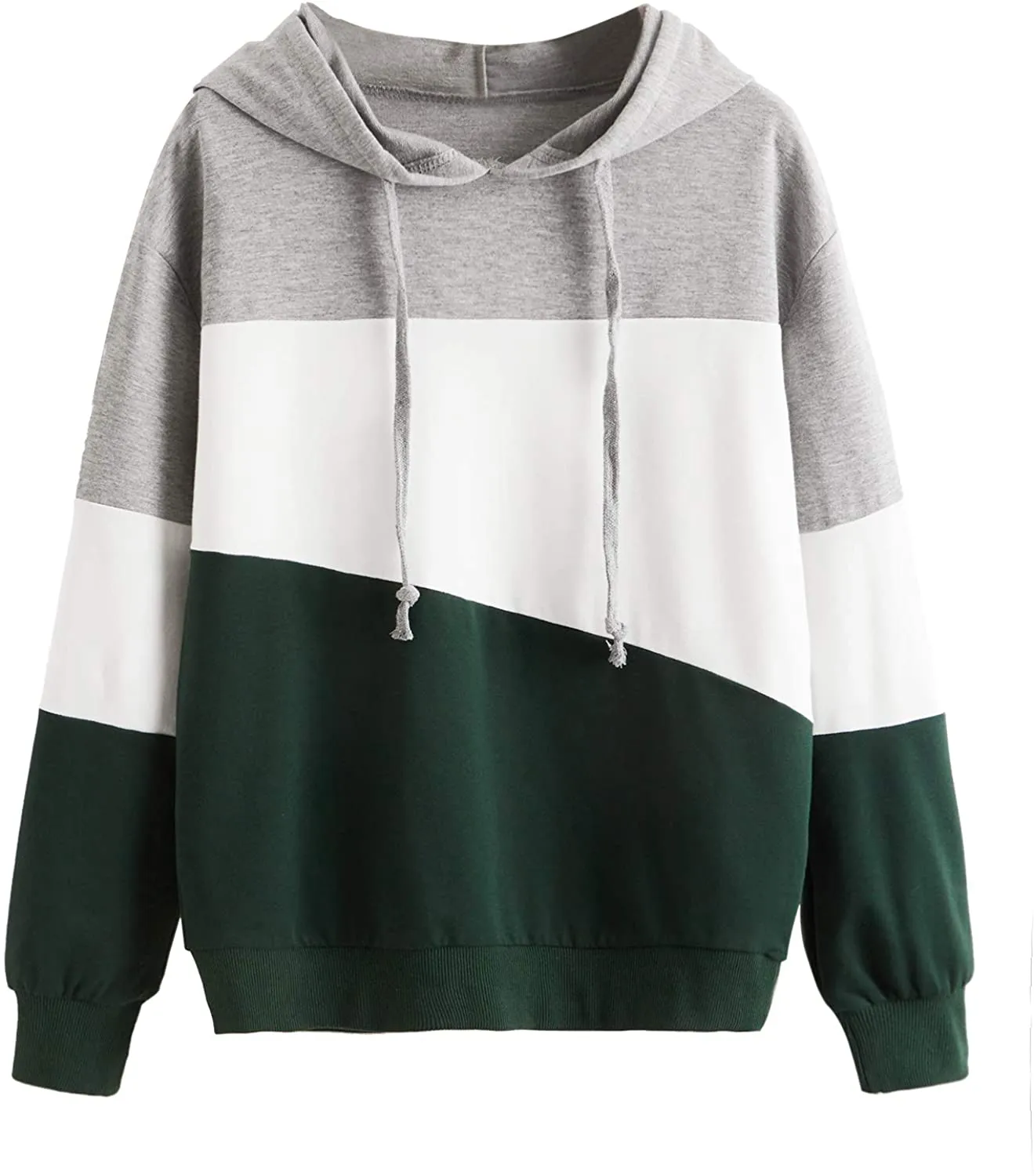 SweatyRocks Women's Color Block Lightweight Long Sleeve Pullover Hoodie