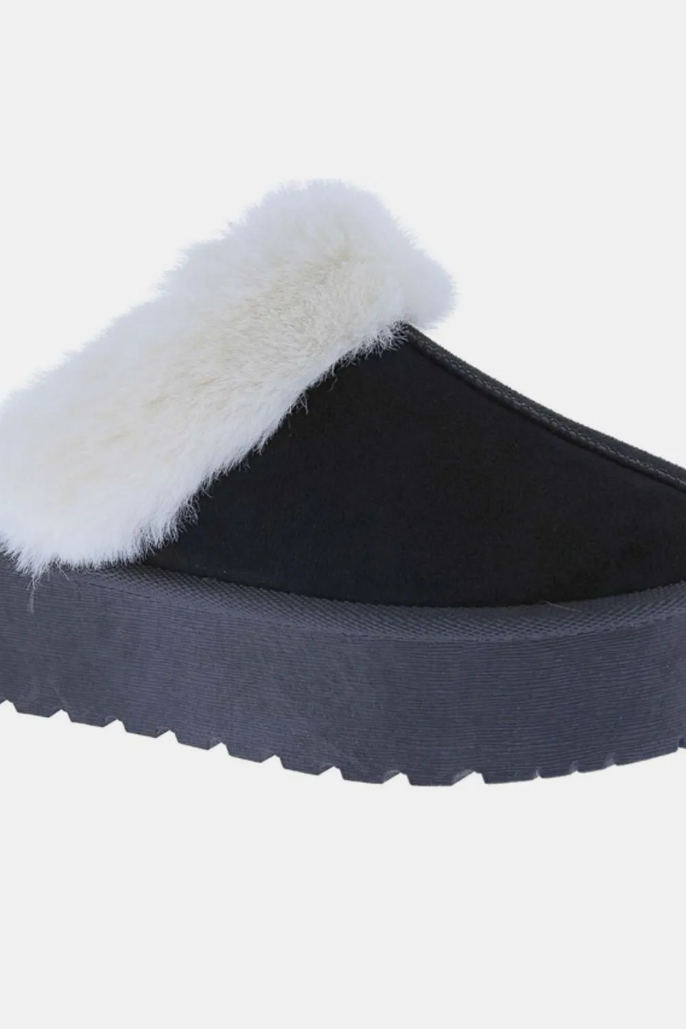 The Maria Thick Bottom Fur Trim Snow Slippers