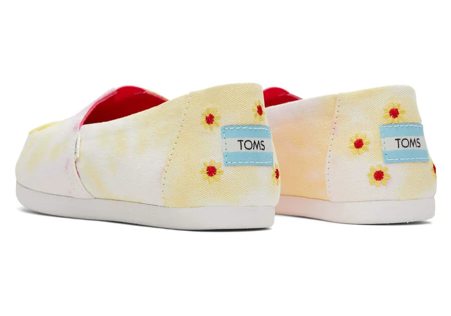 Toms Womens Alpargata Fuchsia Rose Tie Dye Daisy Embroidery