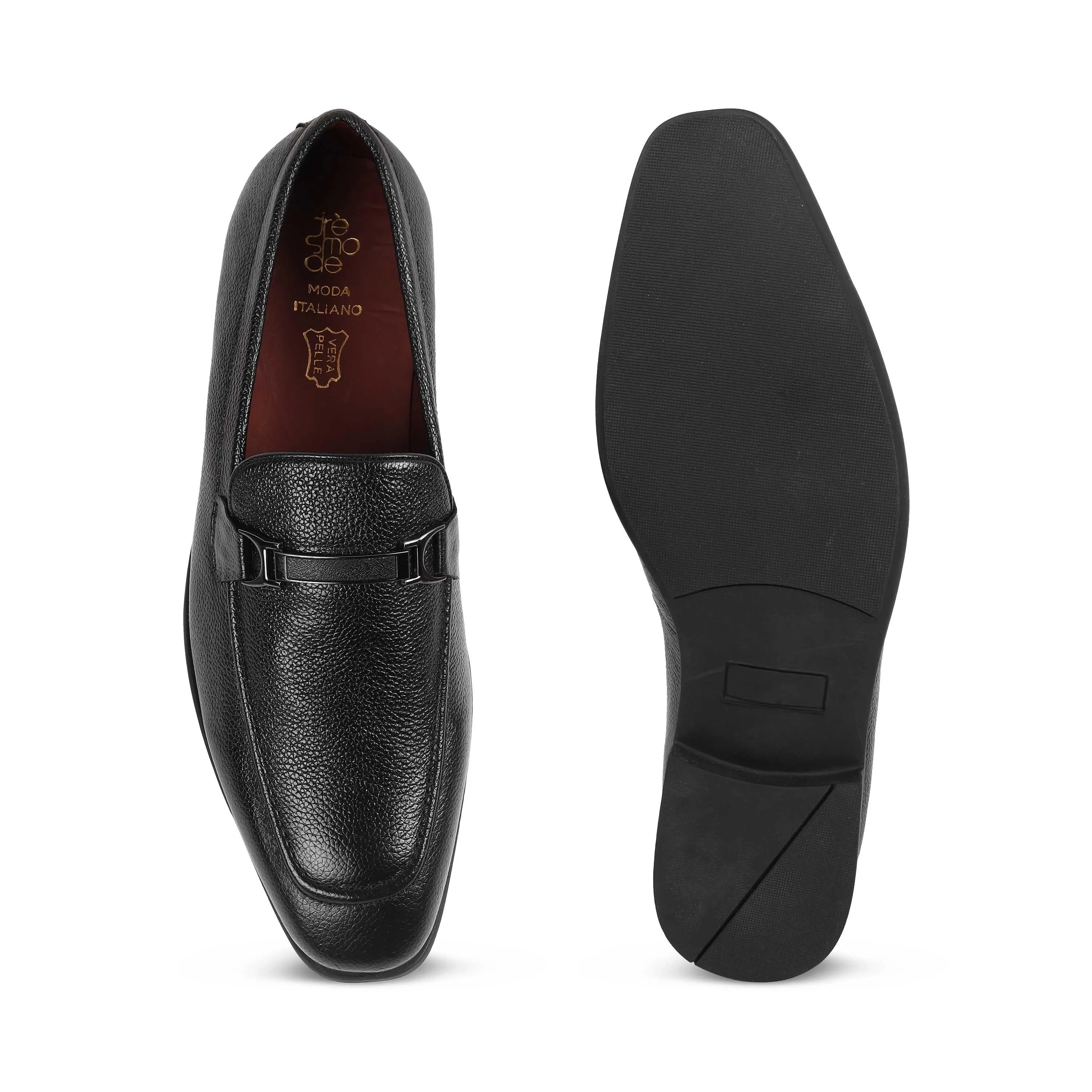 Tresmode Even Black Men's Leather Loafers