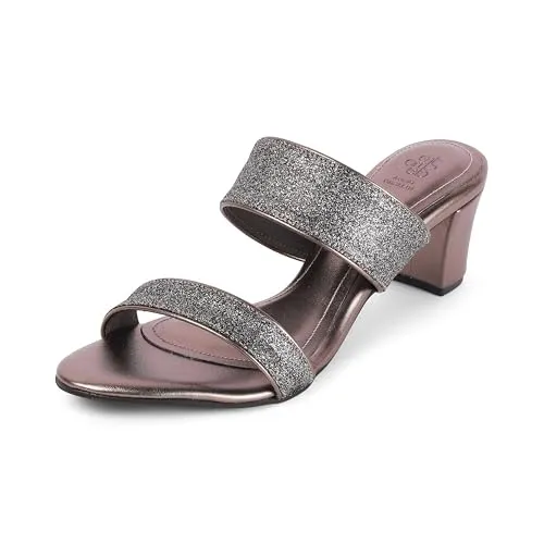 tresmode SHEEN Women's Block Heels Pump Shoes Pewter, 3 Uk / 36 EU - Almond Toe Ladies Leather Footwear Soft Comfortable Sandals Wear