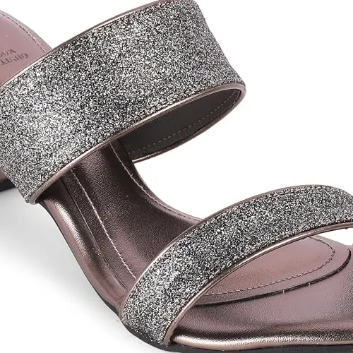 tresmode SHEEN Women's Block Heels Pump Shoes Pewter, 3 Uk / 36 EU - Almond Toe Ladies Leather Footwear Soft Comfortable Sandals Wear