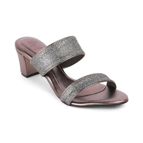 tresmode SHEEN Women's Block Heels Pump Shoes Pewter, 3 Uk / 36 EU - Almond Toe Ladies Leather Footwear Soft Comfortable Sandals Wear