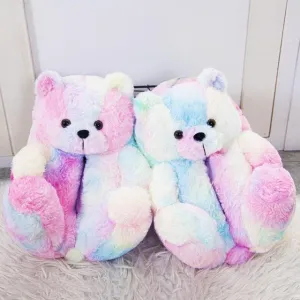 Unicorn Teddy Bear Plush Slippers