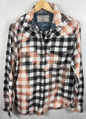 Vintage Western Style Black, White and Peach Flannel Size Medium