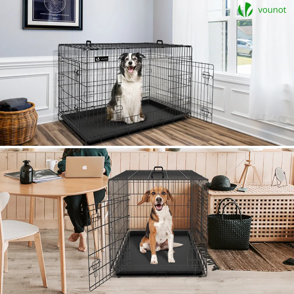 VOUNOT Dog Crate Portable Foldable Secure Pet Puppy Cage with Cover 48 Inches, XXL