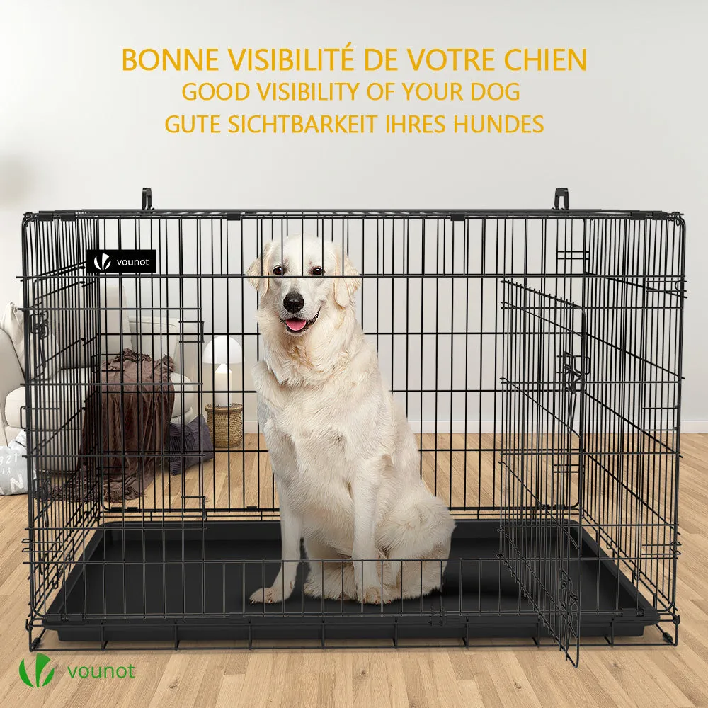 VOUNOT Dog Crate Portable Foldable Secure Pet Puppy Cage with Cover 48 Inches, XXL