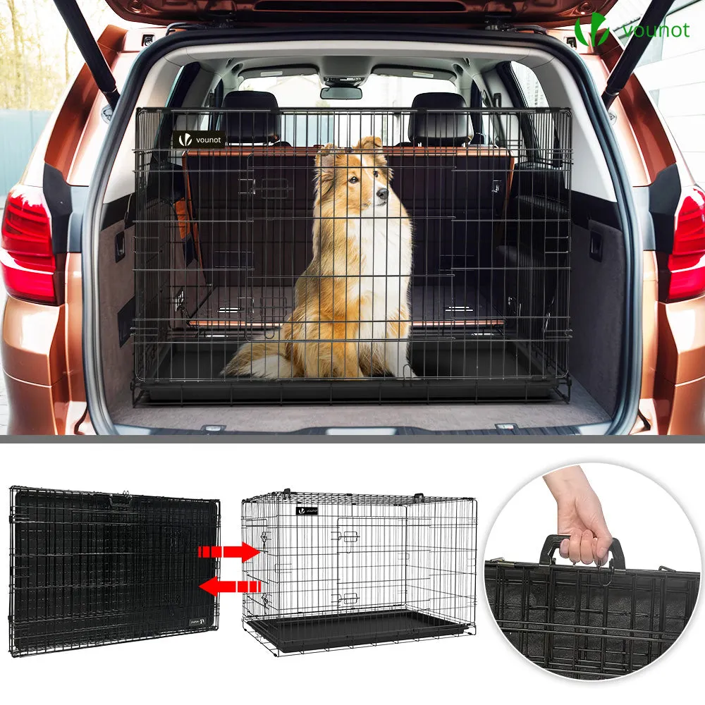 VOUNOT Dog Crate Portable Foldable Secure Pet Puppy Cage with Cover 48 Inches, XXL