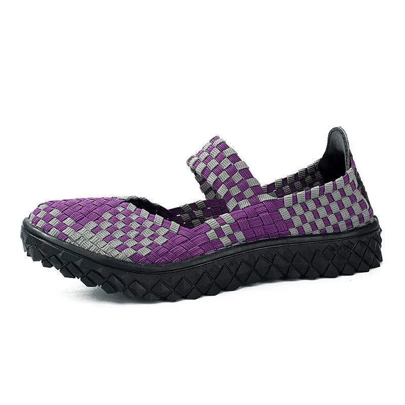 Women comfortable platform woven strap slip on walking sandals