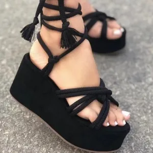 Women strappy peep toe slingback summer outdoor platform sandals