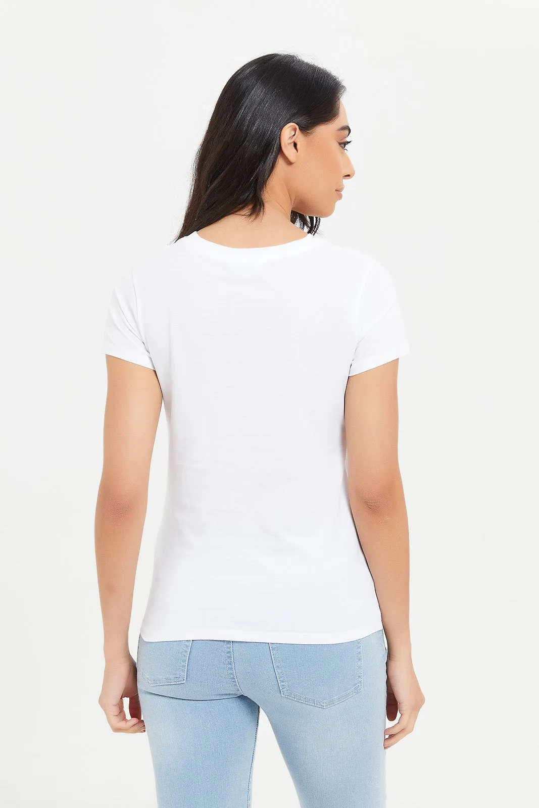 Women White La Mode Printed T-Shirt