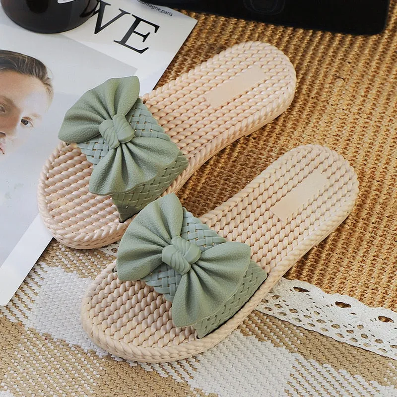 Women's Handmade Slipper Slides with Bow