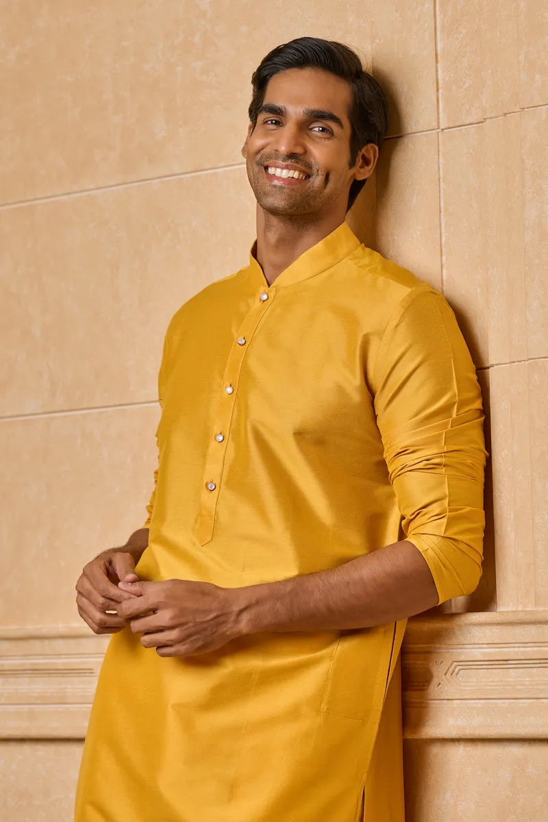 Yellow Ochre Zero Point Collar Single Kurta