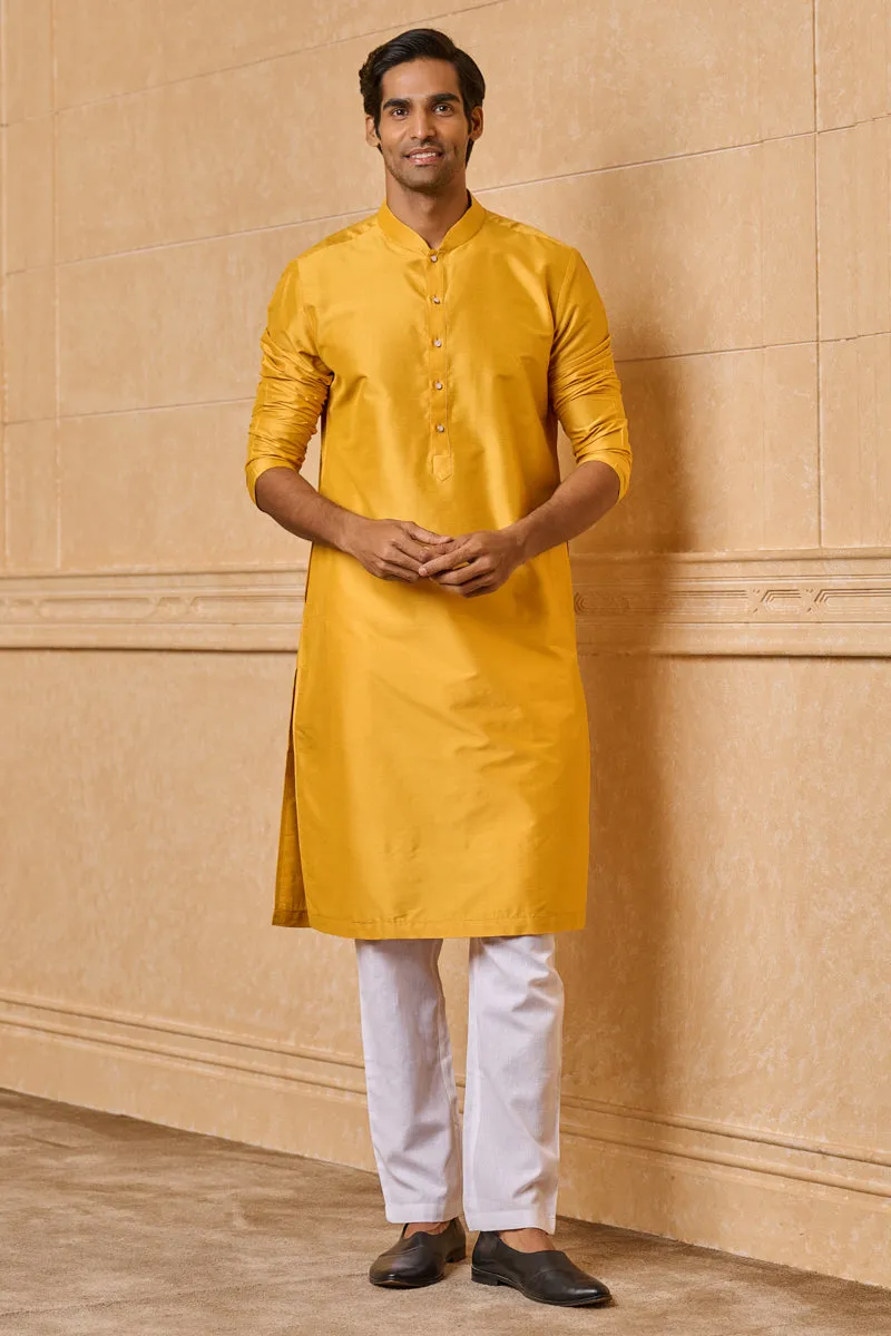 Yellow Ochre Zero Point Collar Single Kurta